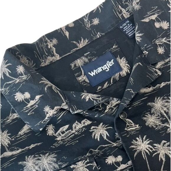 Wrangler Men's Coconut Cowboy Hawaiin Shirt Black Western Snap XL - Picture 6 of 10